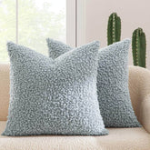 Decorative Fuzzy Sherpa Pillow Covers Light Blue 20x20-inch